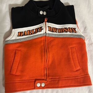Vintage Harley Davidson Baby Fleece Vest -Orange/Black 12 Months